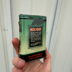 Vintage Holiday Smoking Tobacco Empty Vertical Pocket Tin Advertising Cigarettes