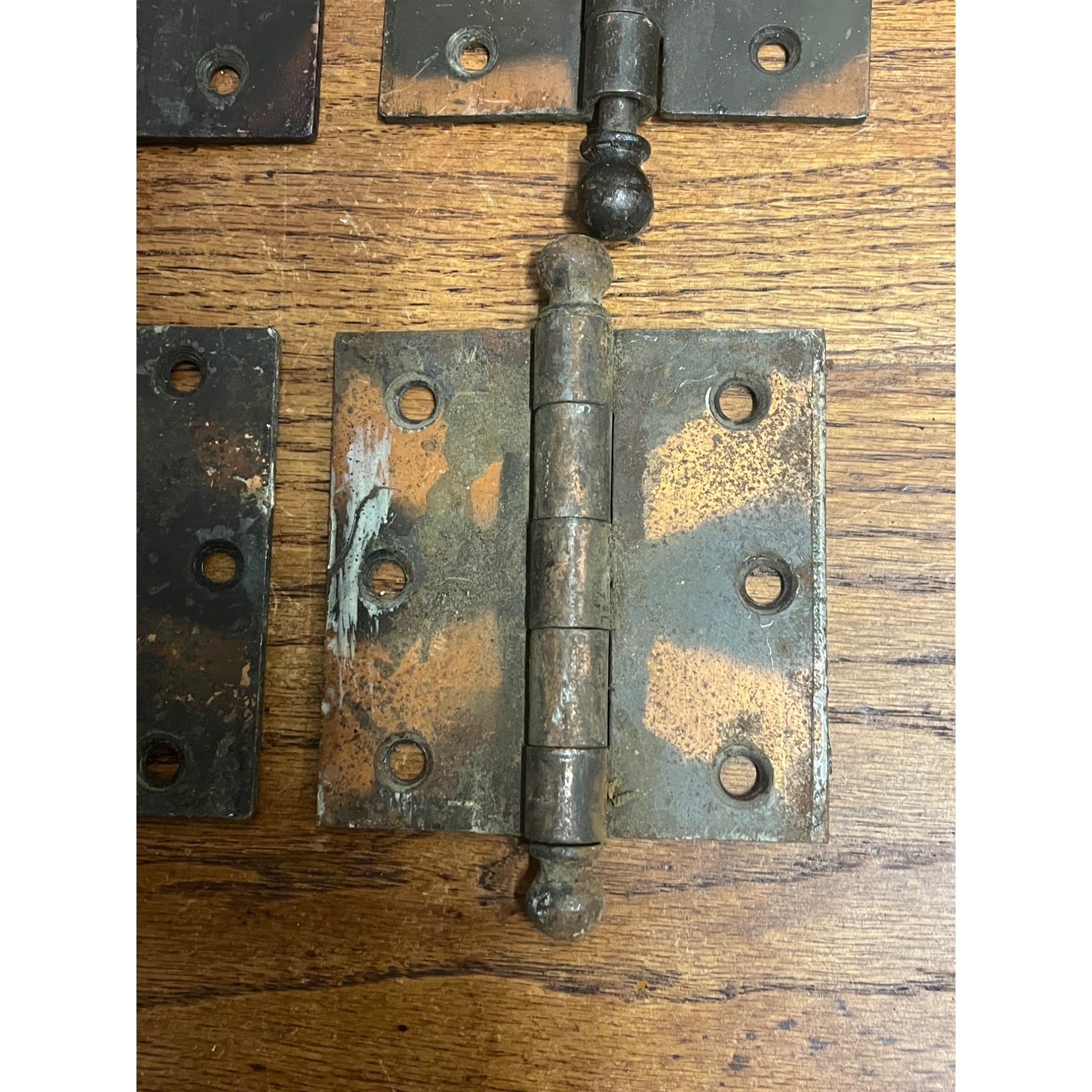 Antique Vintage Set (4) Door Plates Japanned Metal Finish 3.5" x 3.5" McKinney