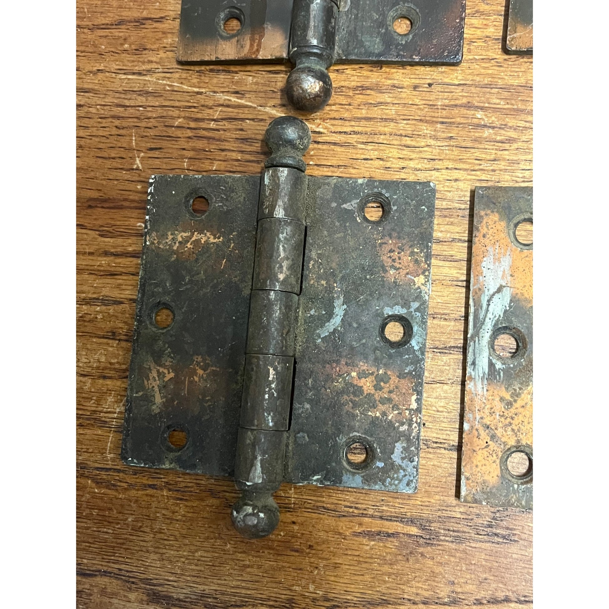 Antique Vintage Set (4) Door Plates Japanned Metal Finish 3.5" x 3.5" McKinney