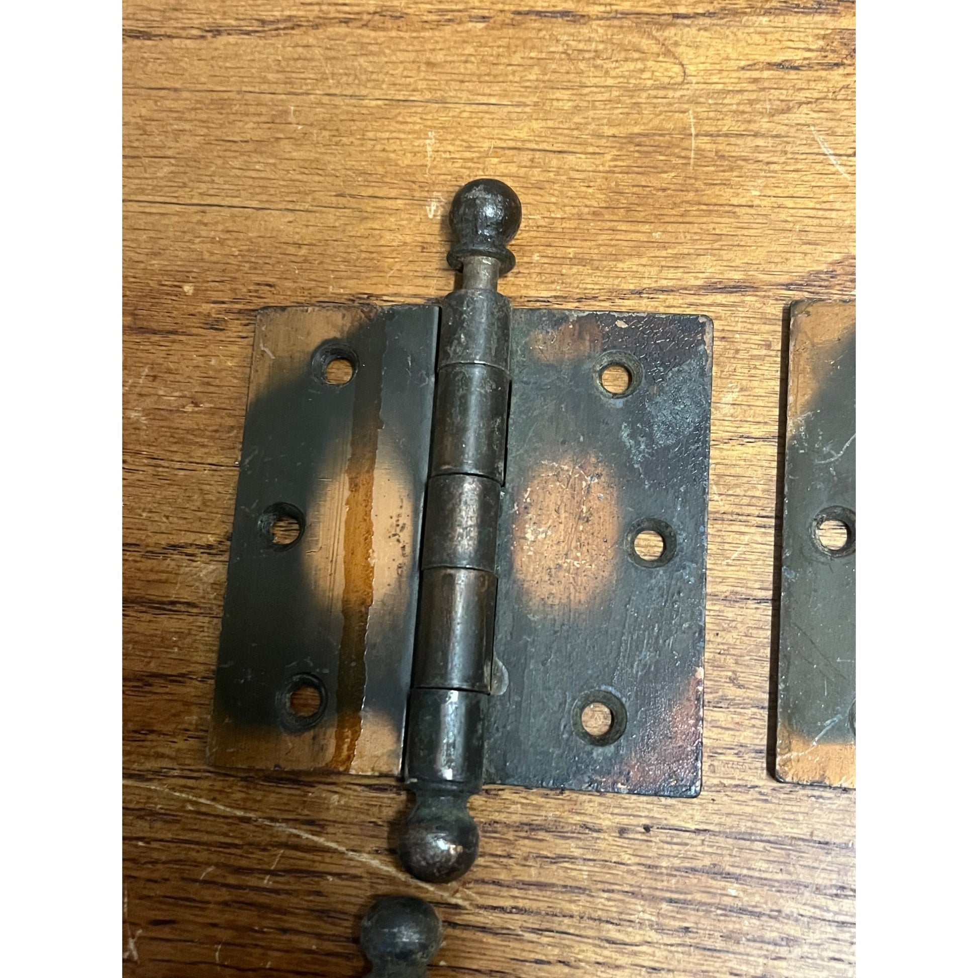 Antique Vintage Set (4) Door Plates Japanned Metal Finish 3.5" x 3.5" McKinney