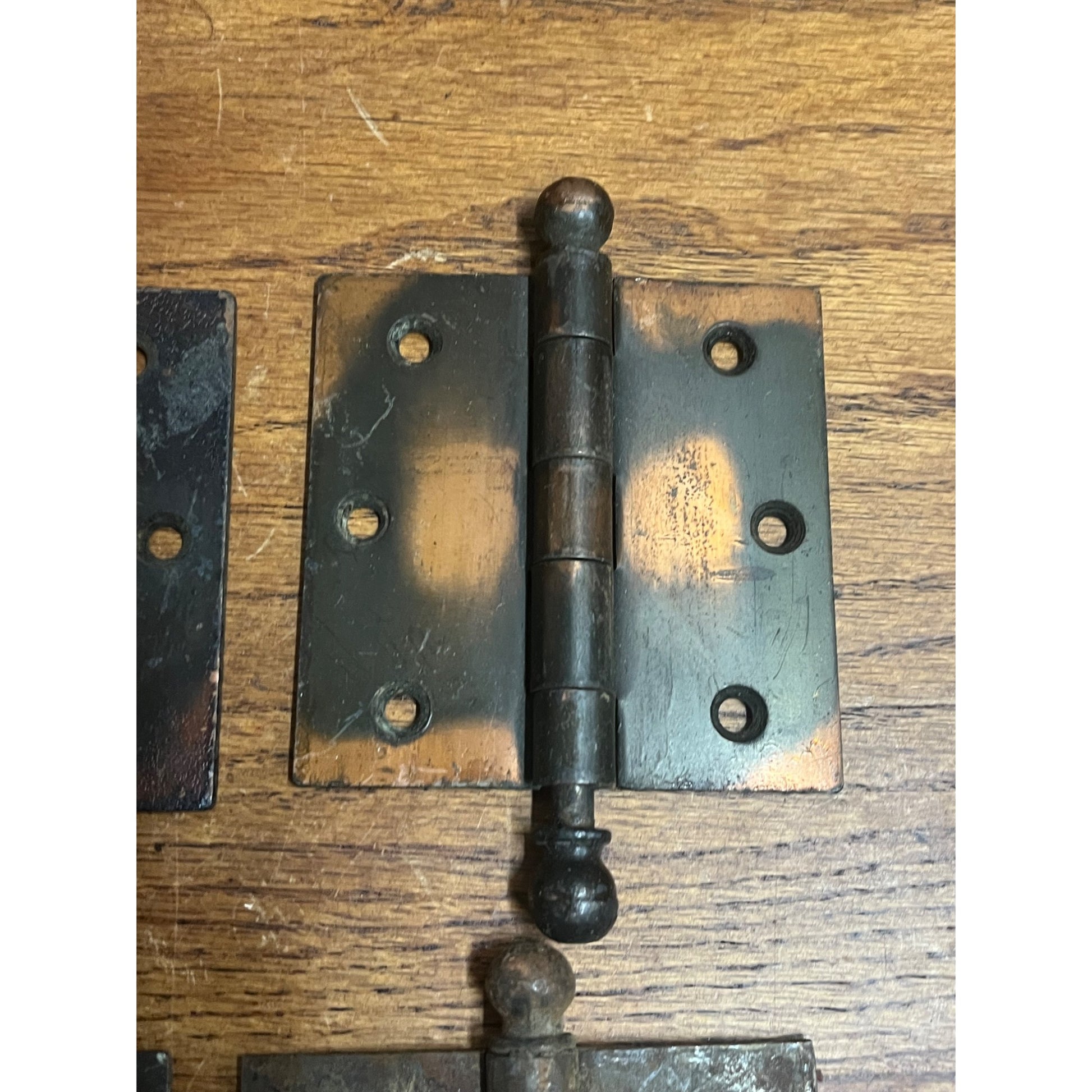 Antique Vintage Set (4) Door Plates Japanned Metal Finish 3.5" x 3.5" McKinney