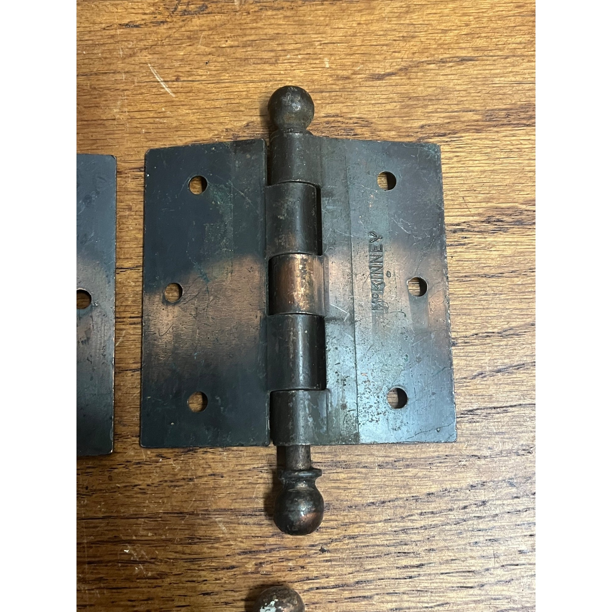 Antique Vintage Set (4) Door Plates Japanned Metal Finish 3.5" x 3.5" McKinney