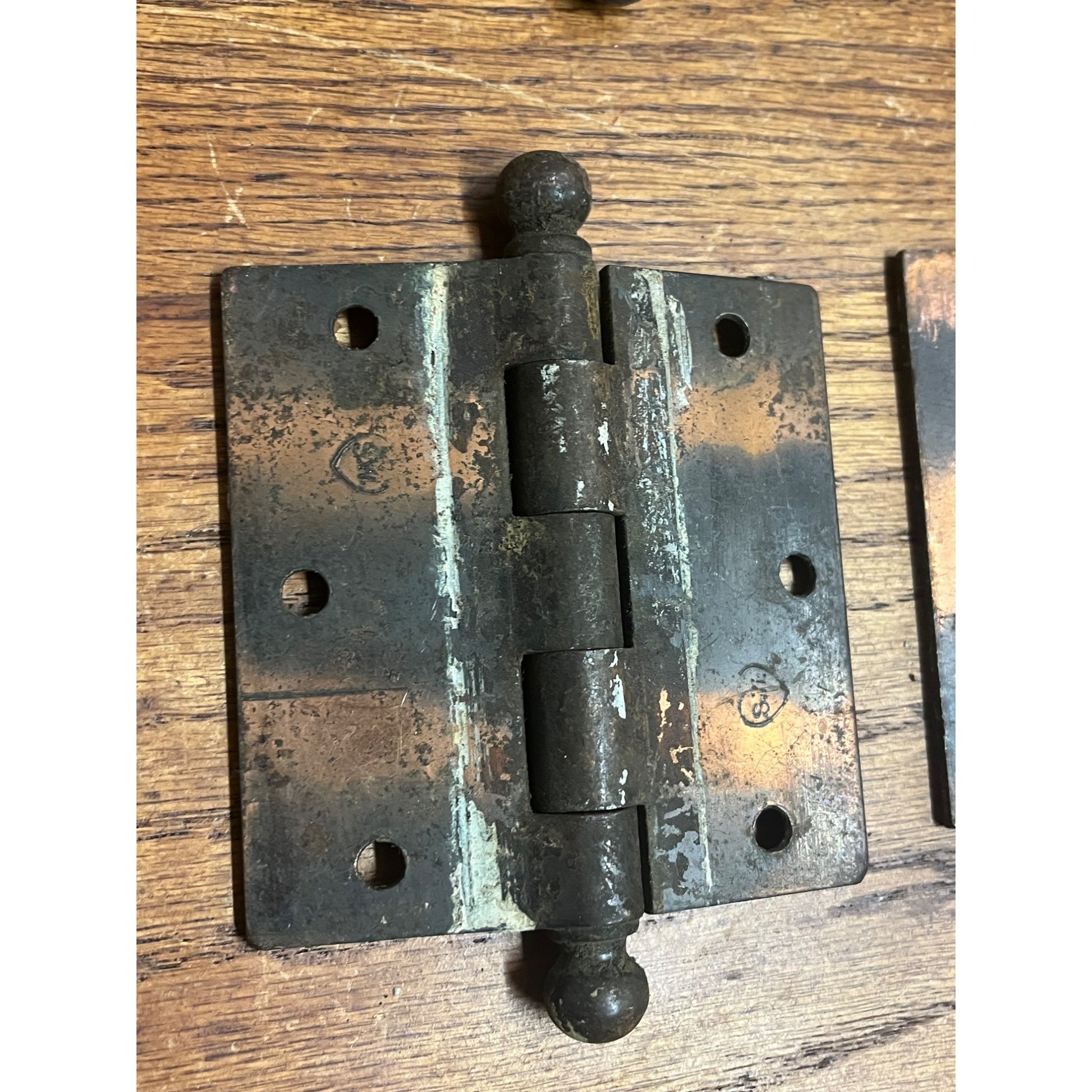 Antique Vintage Set (4) Door Plates Japanned Metal Finish 3.5" x 3.5" McKinney