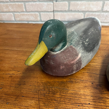 Vintage Pair Herters Mallards Drakes Hen Oversized Duck Decoys Set Fine Balsa