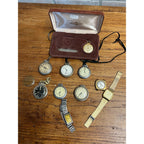 Vintage Pocket Watches Estate Lot Wrist Watches Ingersoll Westclox Ever Swiss