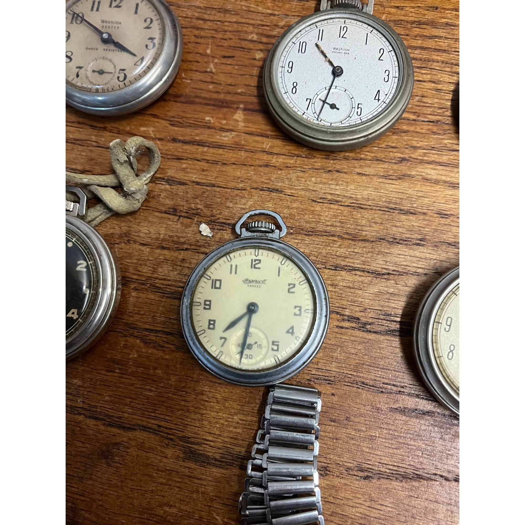 Vintage Pocket Watches Estate Lot Wrist Watches Ingersoll Westclox Ever Swiss