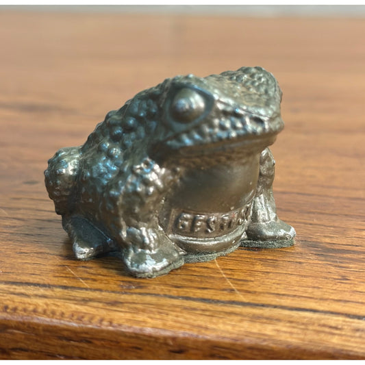 Vintage Gestest Metal Frog Toad 1950 Pregnancy Test Doctors Advertising Promo Pot Metal