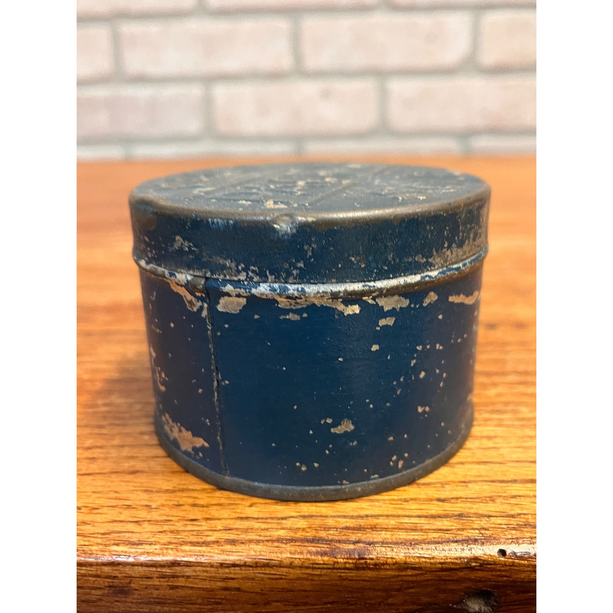 Antique Primitive Pacific Hand Soap 1890s Embossed Lid Blue Paint Original Farmhouse