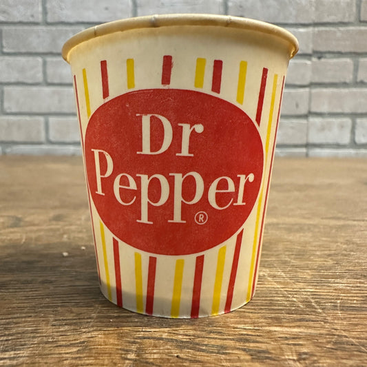 Vintage Dr Pepper Red Yellow Striped Soda Paper Wax Cup