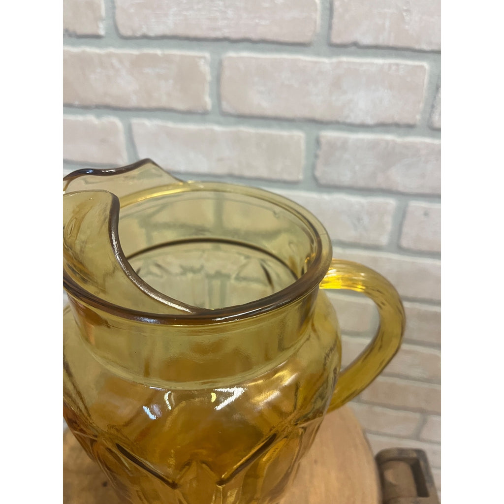 Vintage Anchor Hocking Amber Glass Pitcher - Colonial Tulip Pattern