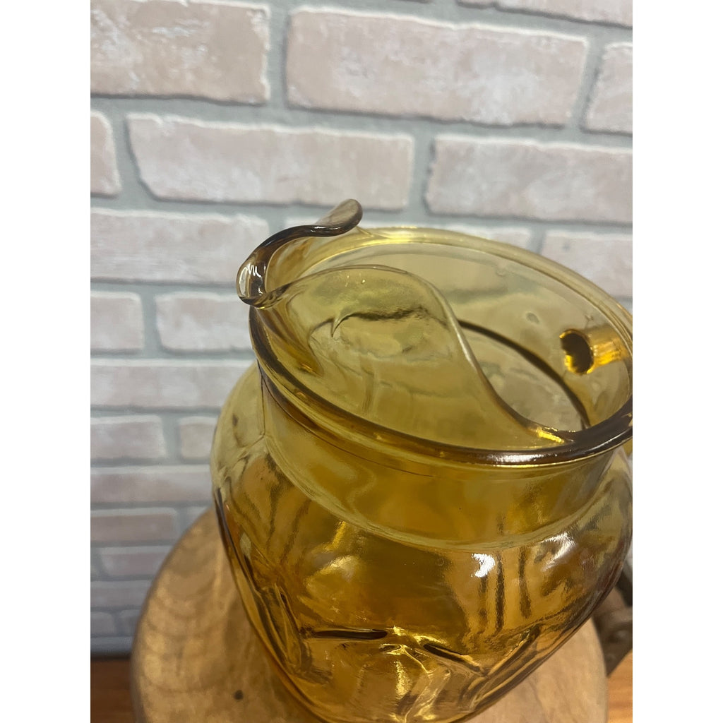 Vintage Anchor Hocking Amber Glass Pitcher - Colonial Tulip Pattern