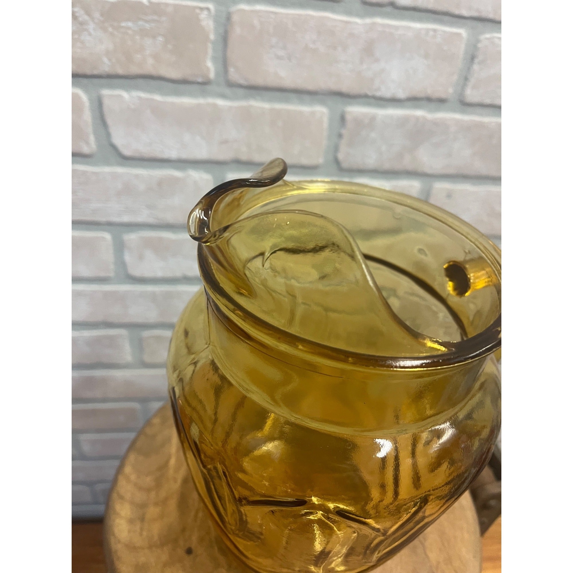 Vintage Anchor Hocking Amber Glass Pitcher - Colonial Tulip Pattern