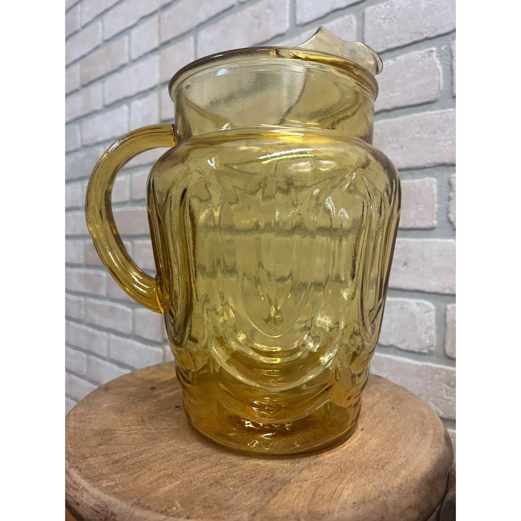 Vintage Anchor Hocking Amber Glass Pitcher - Colonial Tulip Pattern
