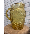 Vintage Anchor Hocking Amber Glass Pitcher - Colonial Tulip Pattern