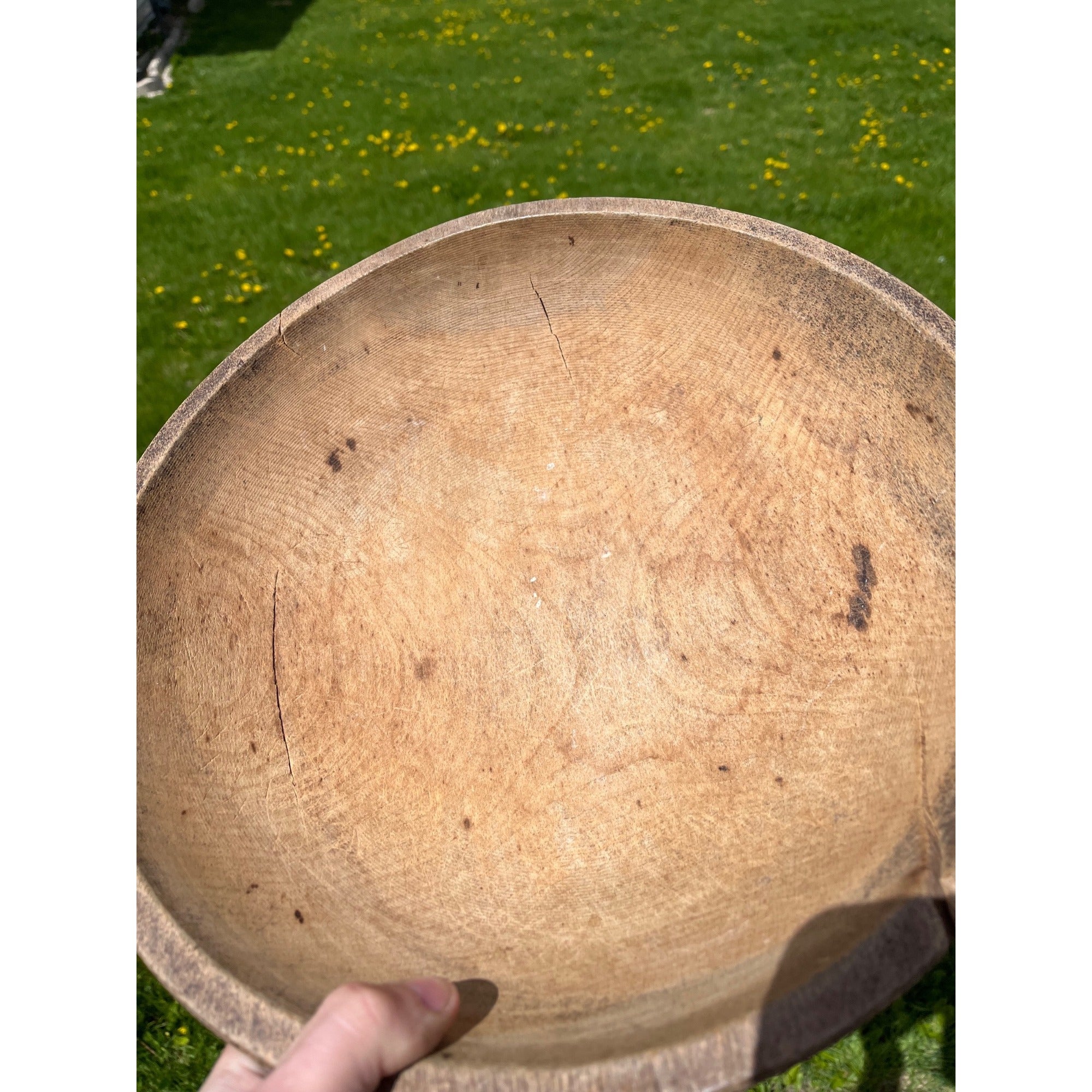 Antique Primitive 19th c. Wooden Dough Bowl Trencher Folk Art AAFA Farmhouse