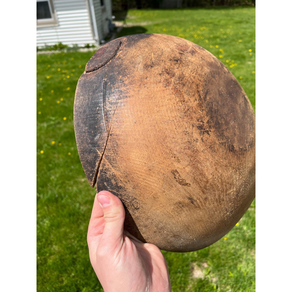 Antique Primitive 19th c. Wooden Dough Bowl Trencher Folk Art AAFA Farmhouse