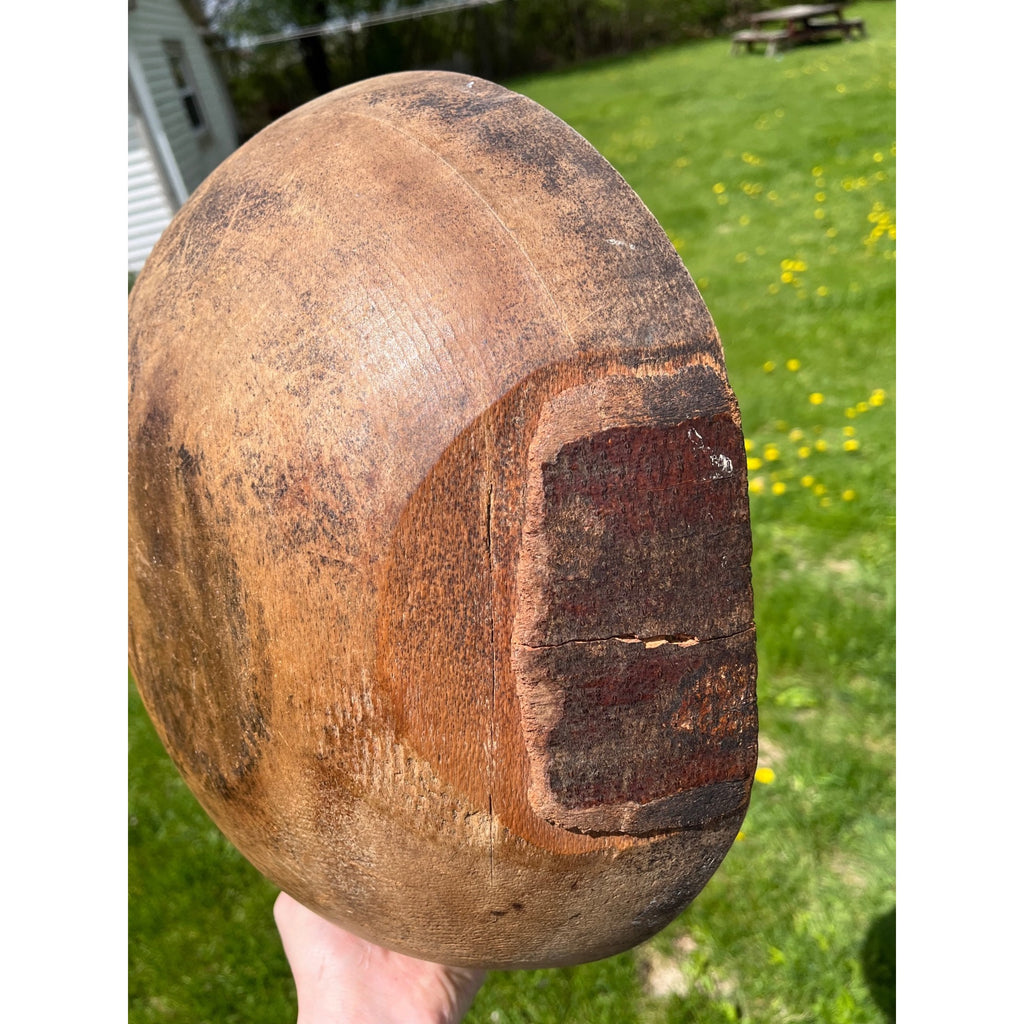 Antique Primitive 19th c. Wooden Dough Bowl Trencher Folk Art AAFA Farmhouse