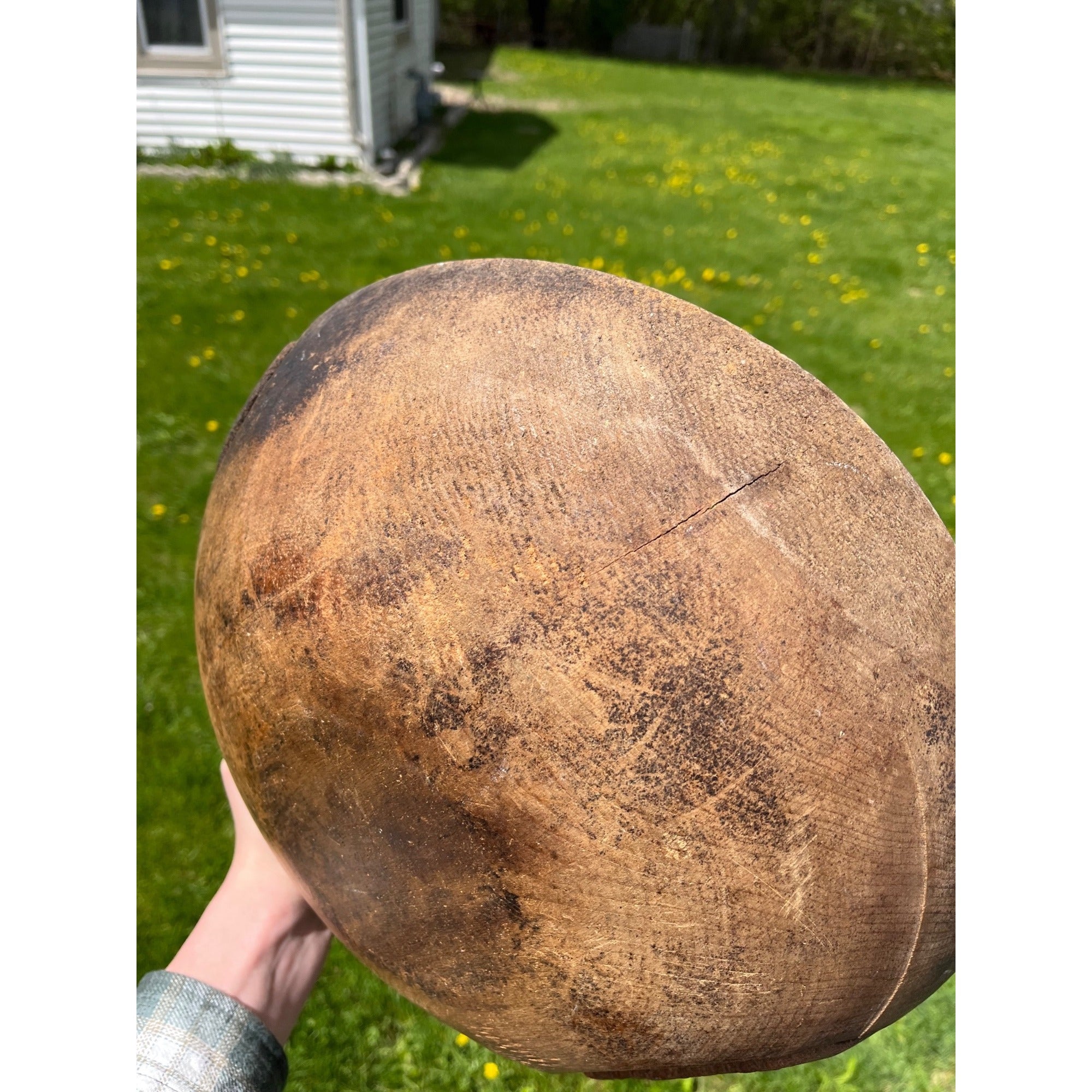 Antique Primitive 19th c. Wooden Dough Bowl Trencher Folk Art AAFA Farmhouse
