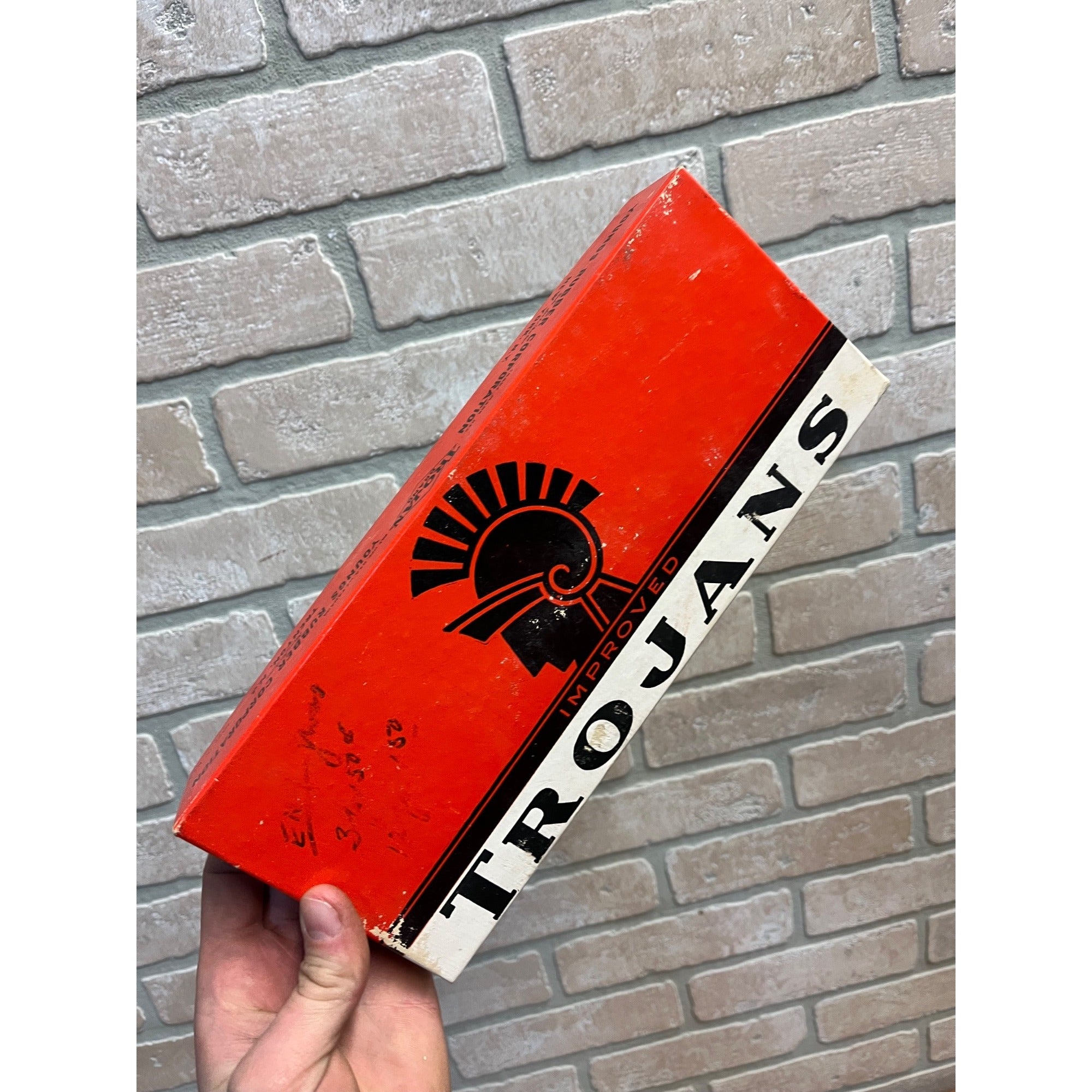Vintage 1960s Trojans White Prophylactic Condom Advertising Box EMPTY
