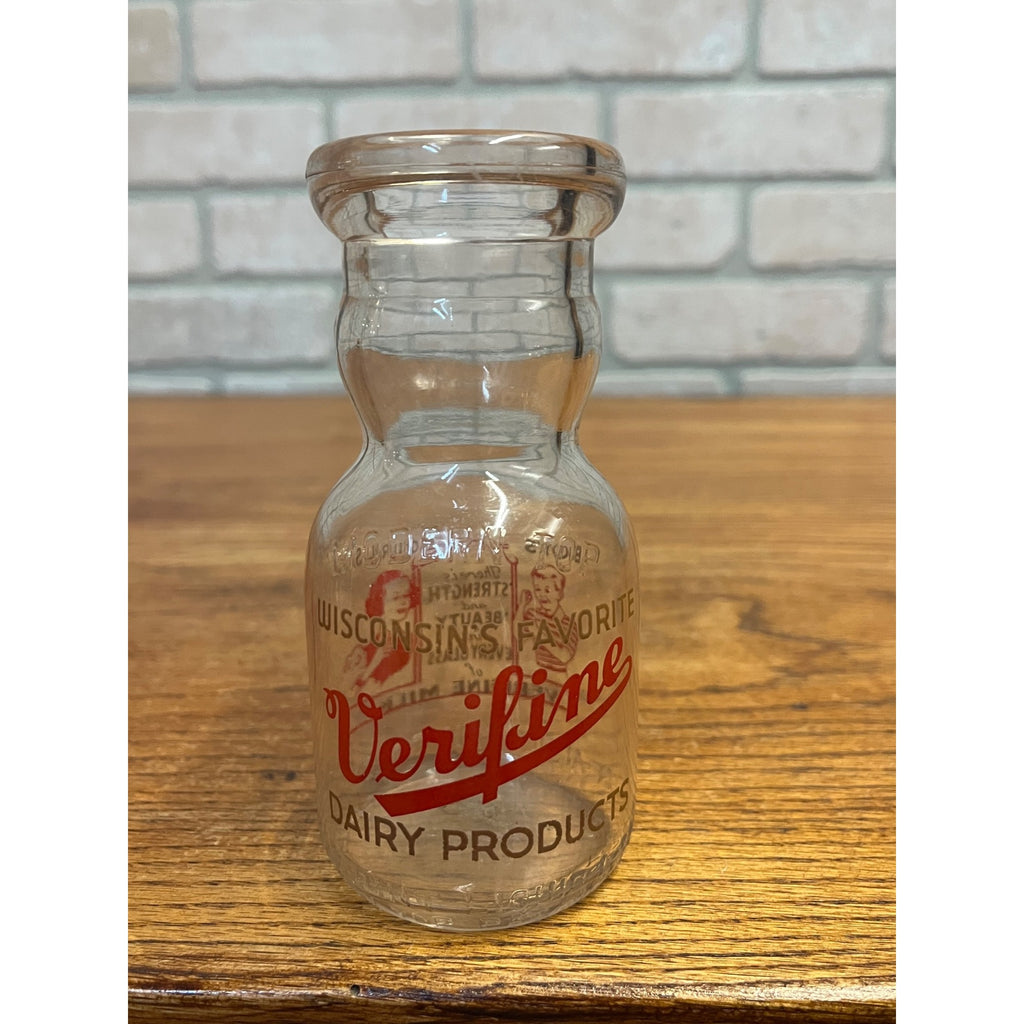 Vintage Verifine Milk Bottle "Wisconsin's Favorite" Sheboygan Wisconsin Dairy Products Co. Half-Pint
