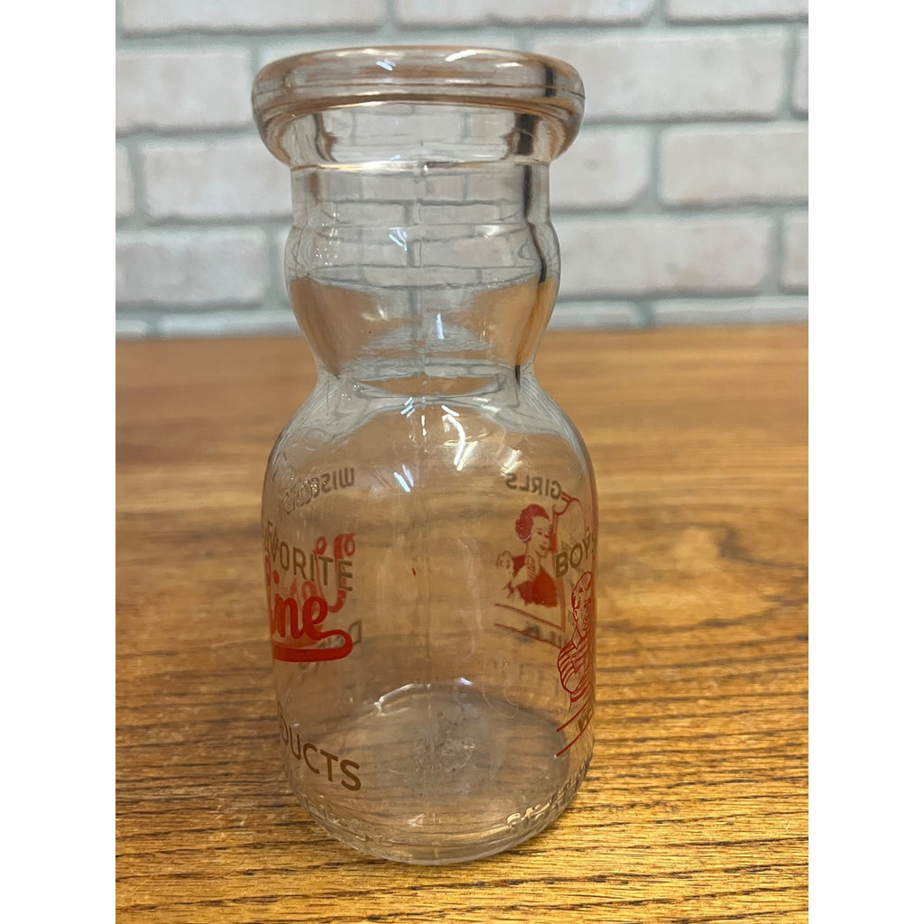 Vintage Verifine Milk Bottle "Wisconsin's Favorite" Sheboygan Wisconsin Dairy Products Co. Half-Pint
