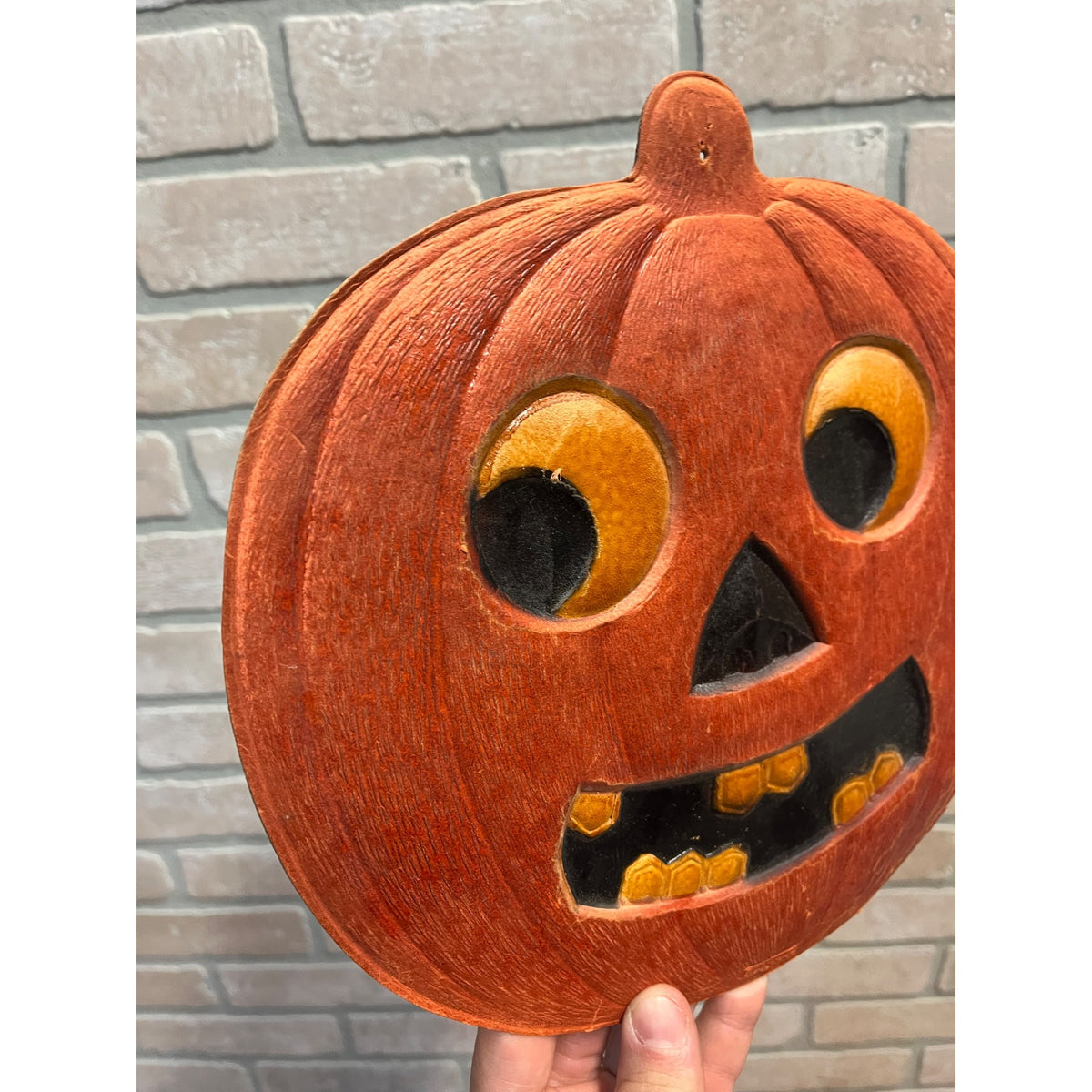 Antique 1920s German Halloween Diecut Jack o' Lantern JOL Pumpkin 10.5"