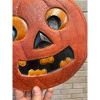 Antique 1920s German Halloween Diecut Jack o' Lantern JOL Pumpkin 10.5"