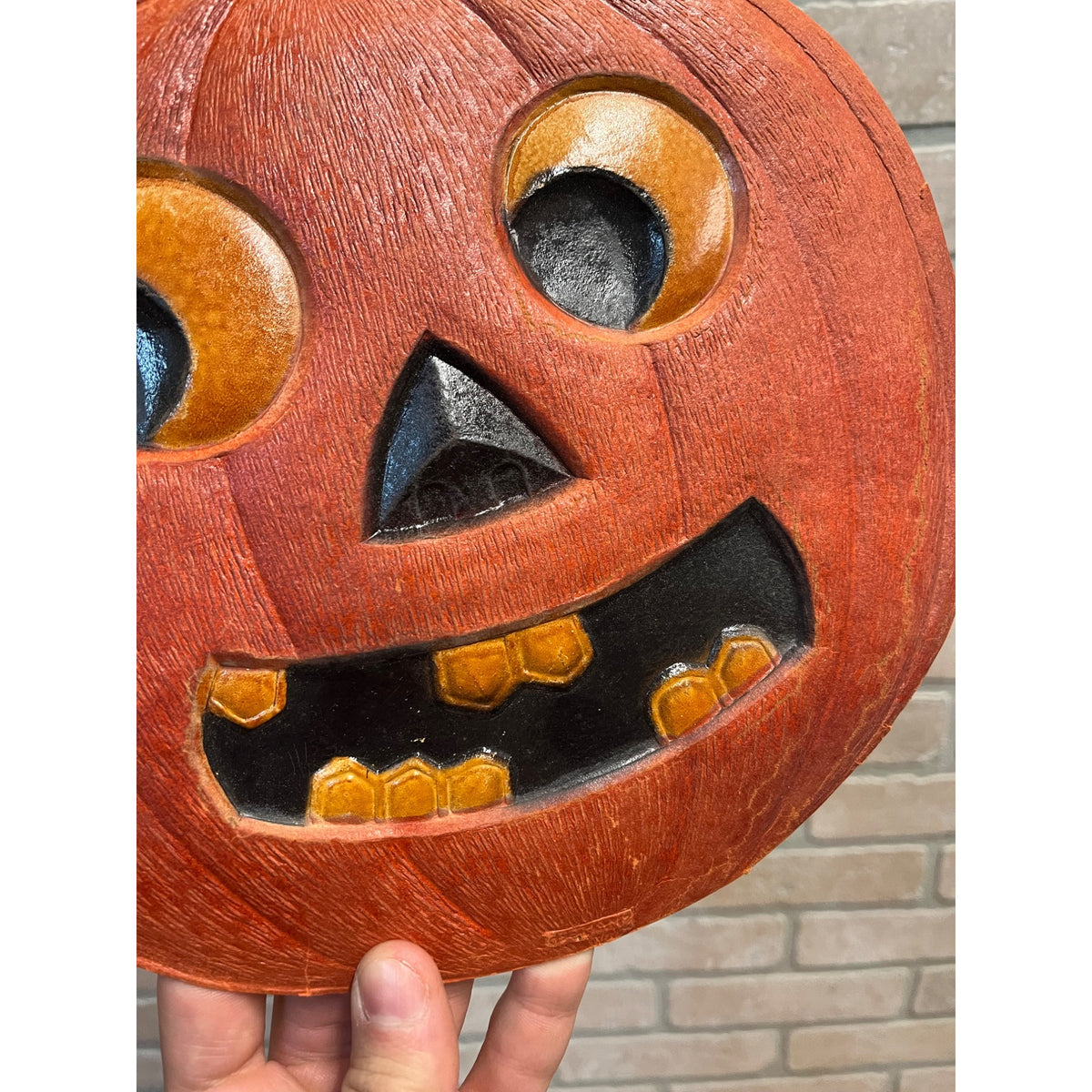 Antique 1920s German Halloween Diecut Jack o' Lantern JOL Pumpkin 10.5"