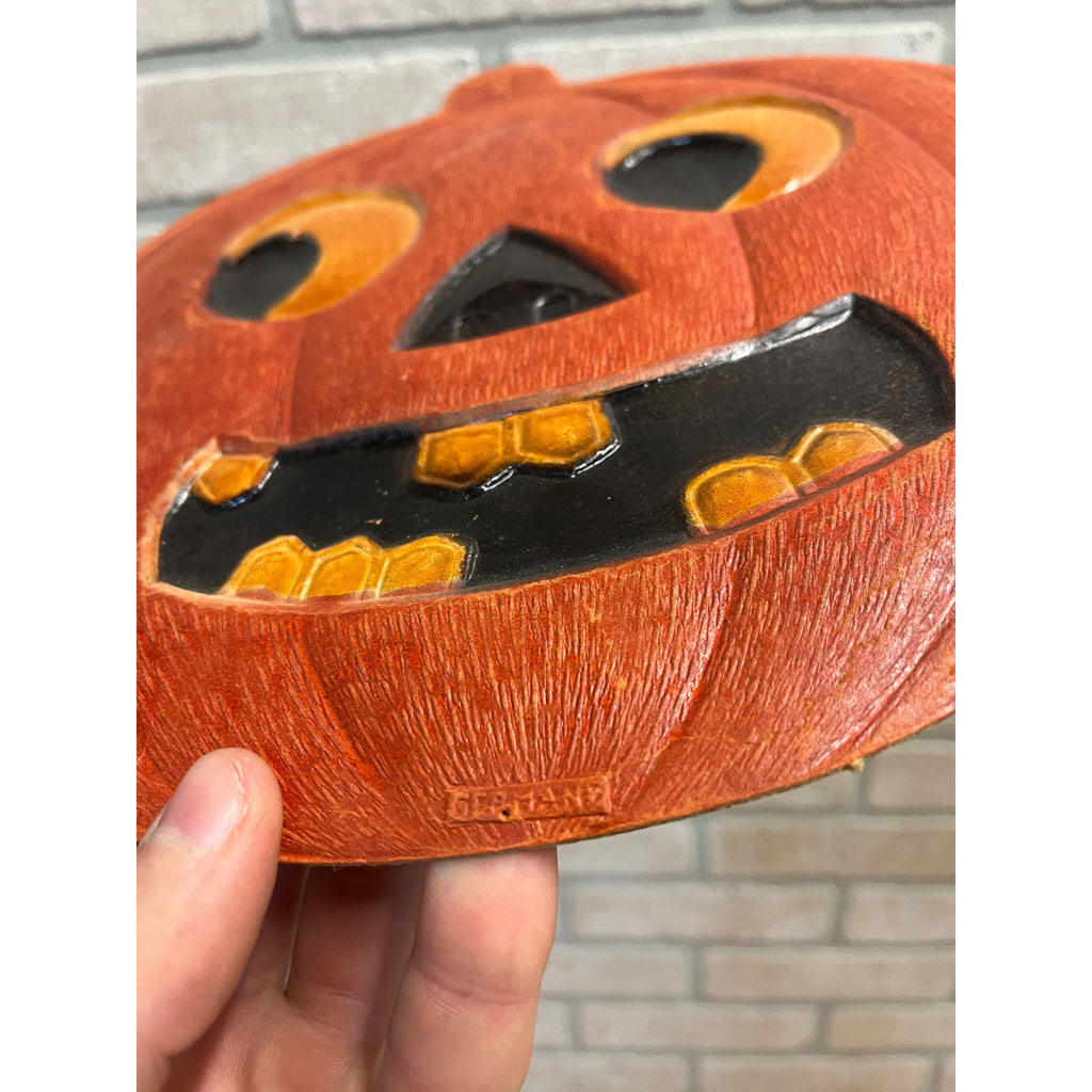 Antique 1920s German Halloween Diecut Jack o' Lantern JOL Pumpkin 10.5"