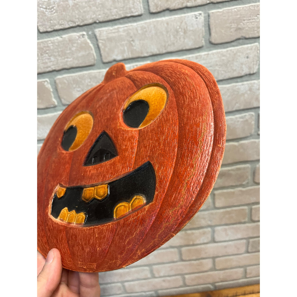 Antique 1920s German Halloween Diecut Jack o' Lantern JOL Pumpkin 10.5"