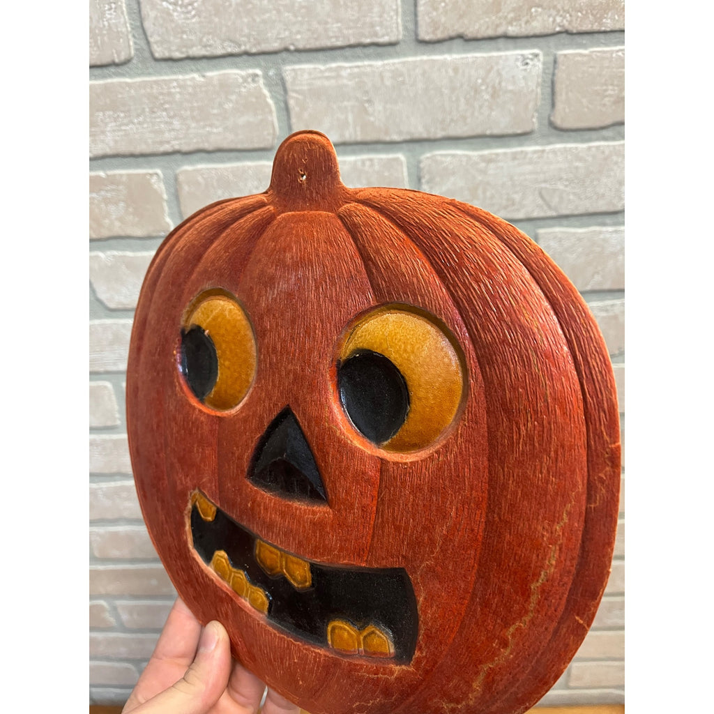Antique 1920s German Halloween Diecut Jack o' Lantern JOL Pumpkin 10.5"