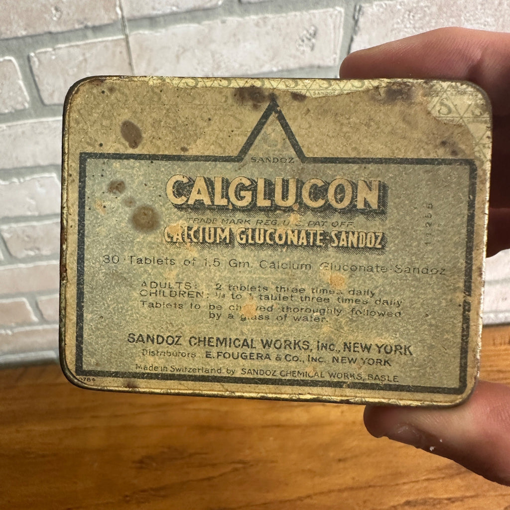 Vintage 1930s  Sandoz Calcium / Calcium Gluconate Tin LSD Calglucon