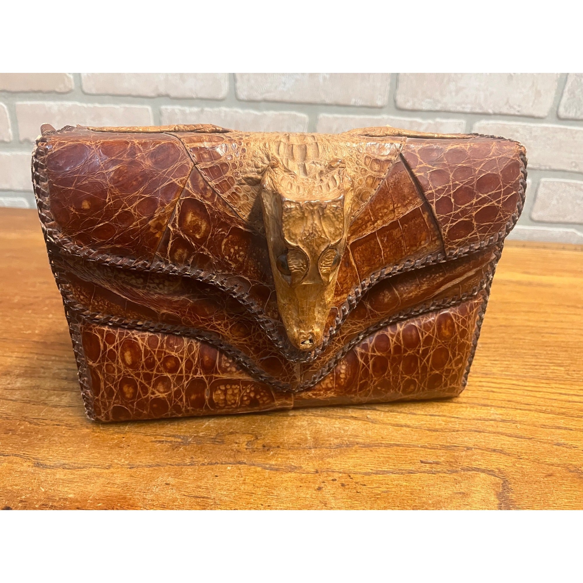 Mid Century Alligator Full Body Taxidermy Handbag Purse