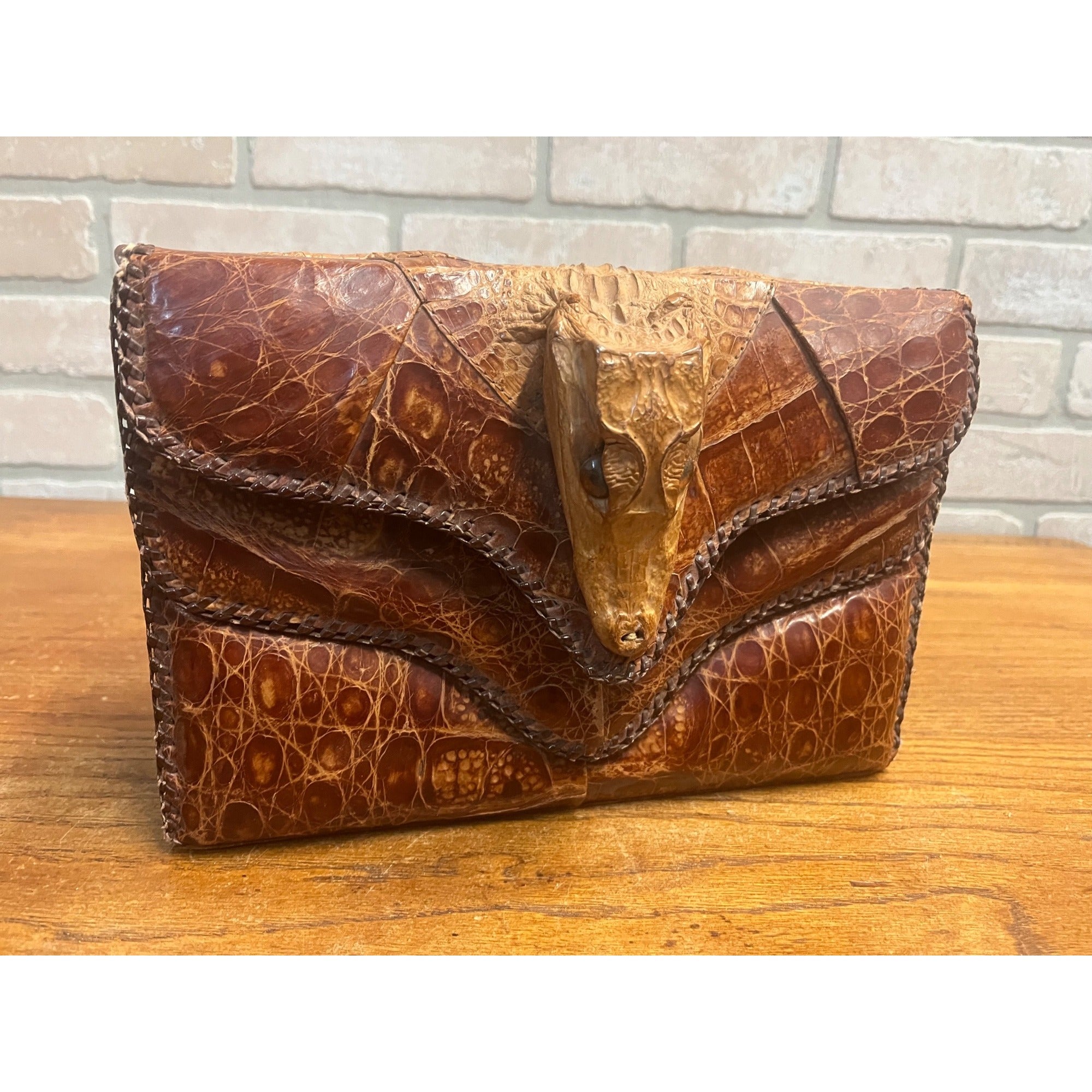 Mid Century Alligator Full Body Taxidermy Handbag Purse