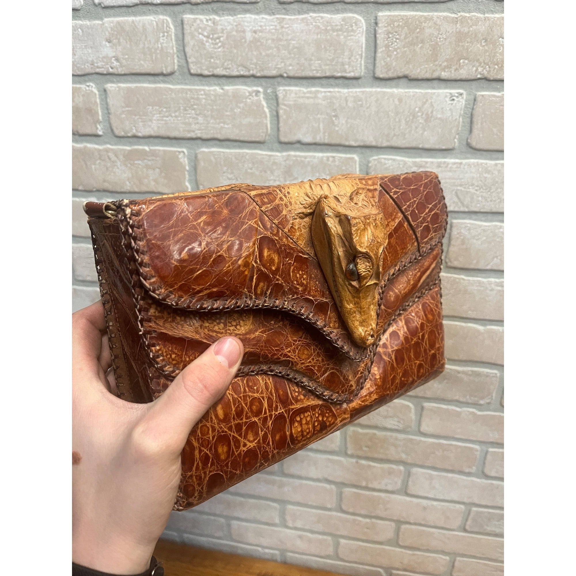 Mid Century Alligator Full Body Taxidermy Handbag Purse