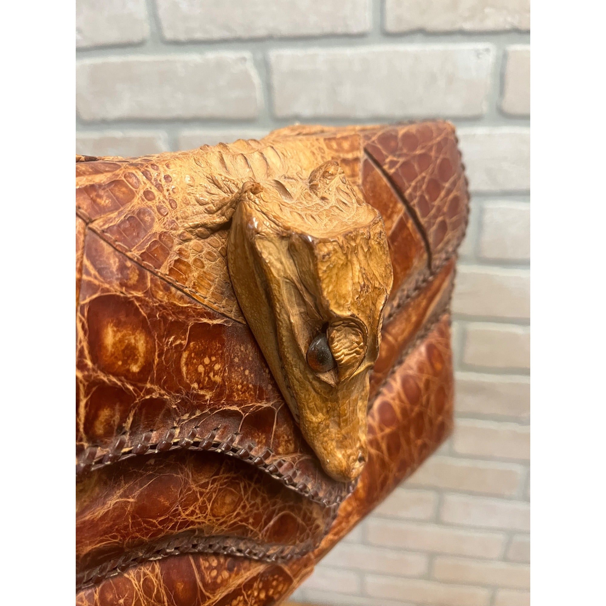 Mid Century Alligator Full Body Taxidermy Handbag Purse