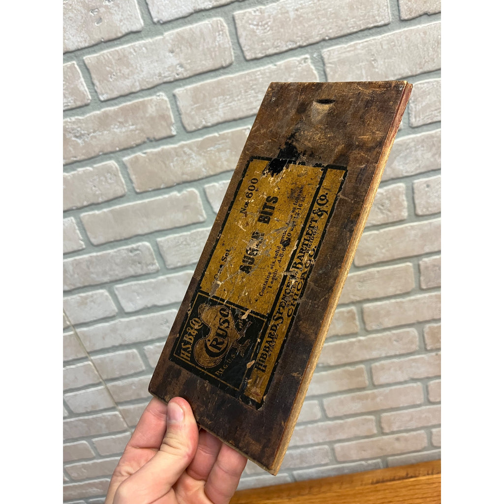 Vintage 190s Cruso HSB Co. Hand Brace Auger Bits w/ Wooden Box  Hibbard Spencer