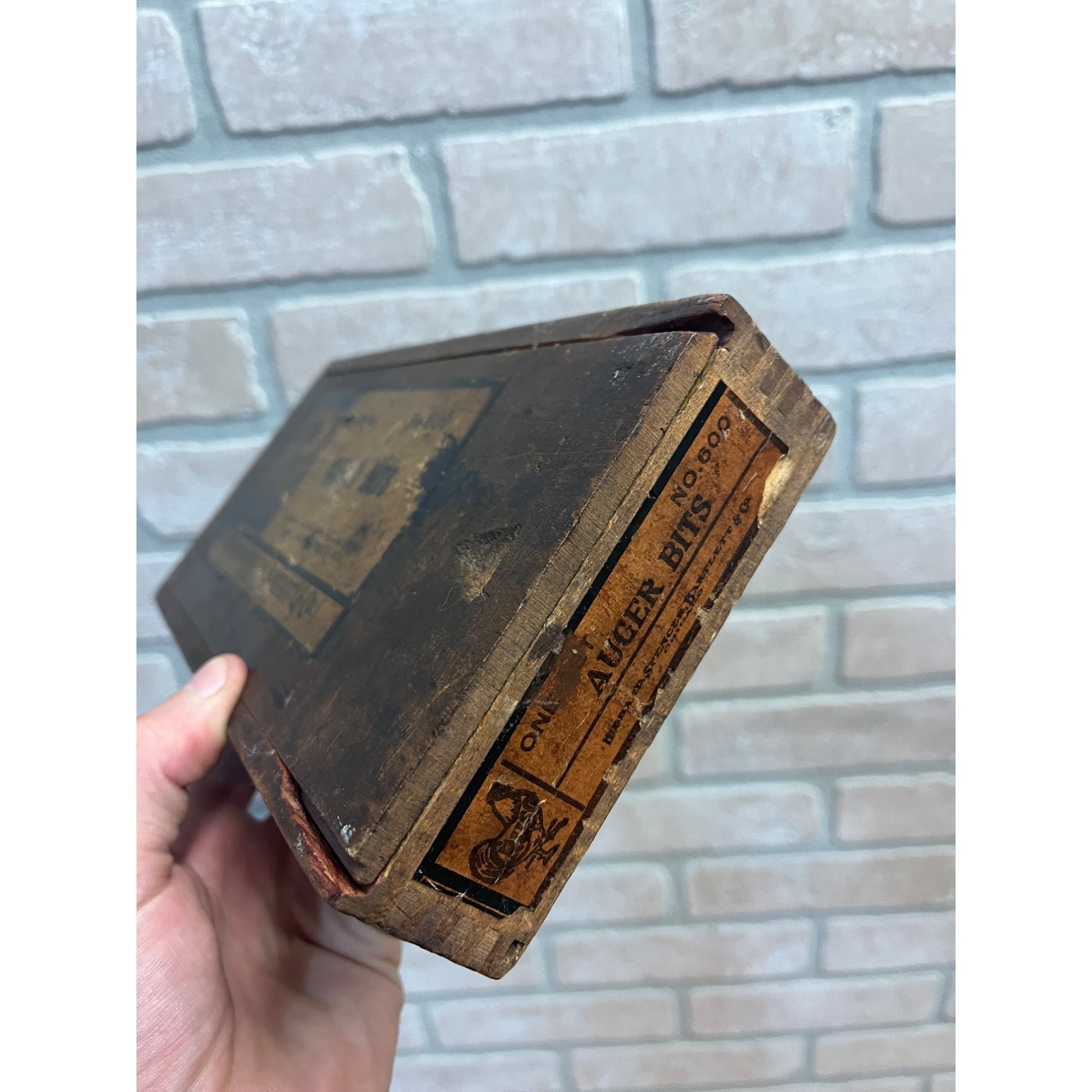 Vintage 190s Cruso HSB Co. Hand Brace Auger Bits w/ Wooden Box  Hibbard Spencer