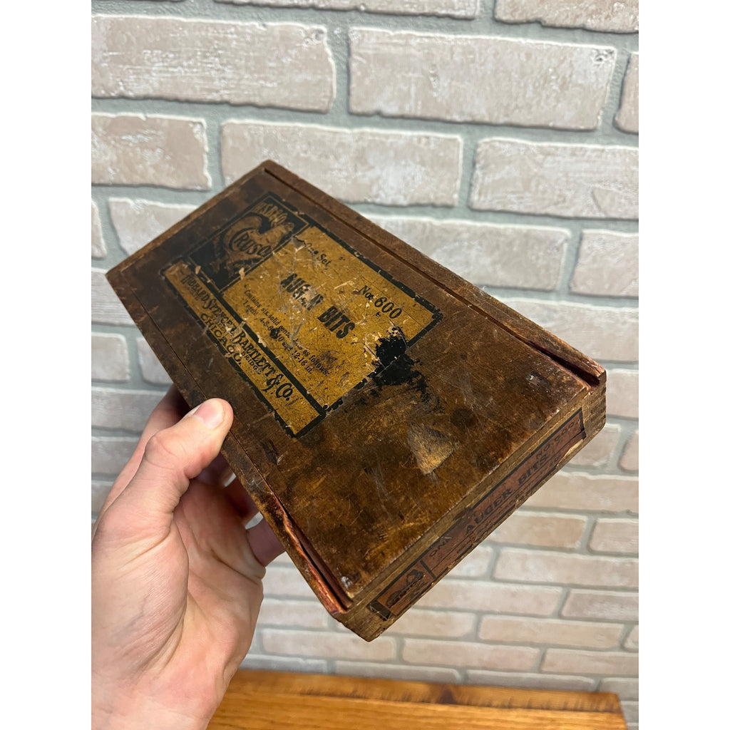 Vintage 190s Cruso HSB Co. Hand Brace Auger Bits w/ Wooden Box  Hibbard Spencer