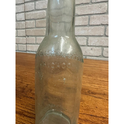 Northwestern Brewery Chicago Beer Bottle 12oz Clear Aqua Blue Illinois IL