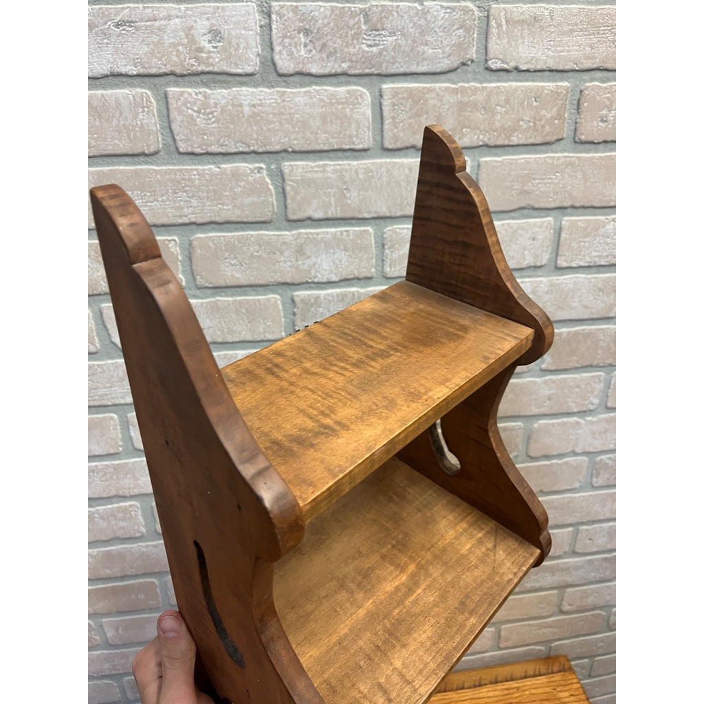 Vintage Tiger Maple Colonial Revival Wall Shelf Primitive Style Display Early American