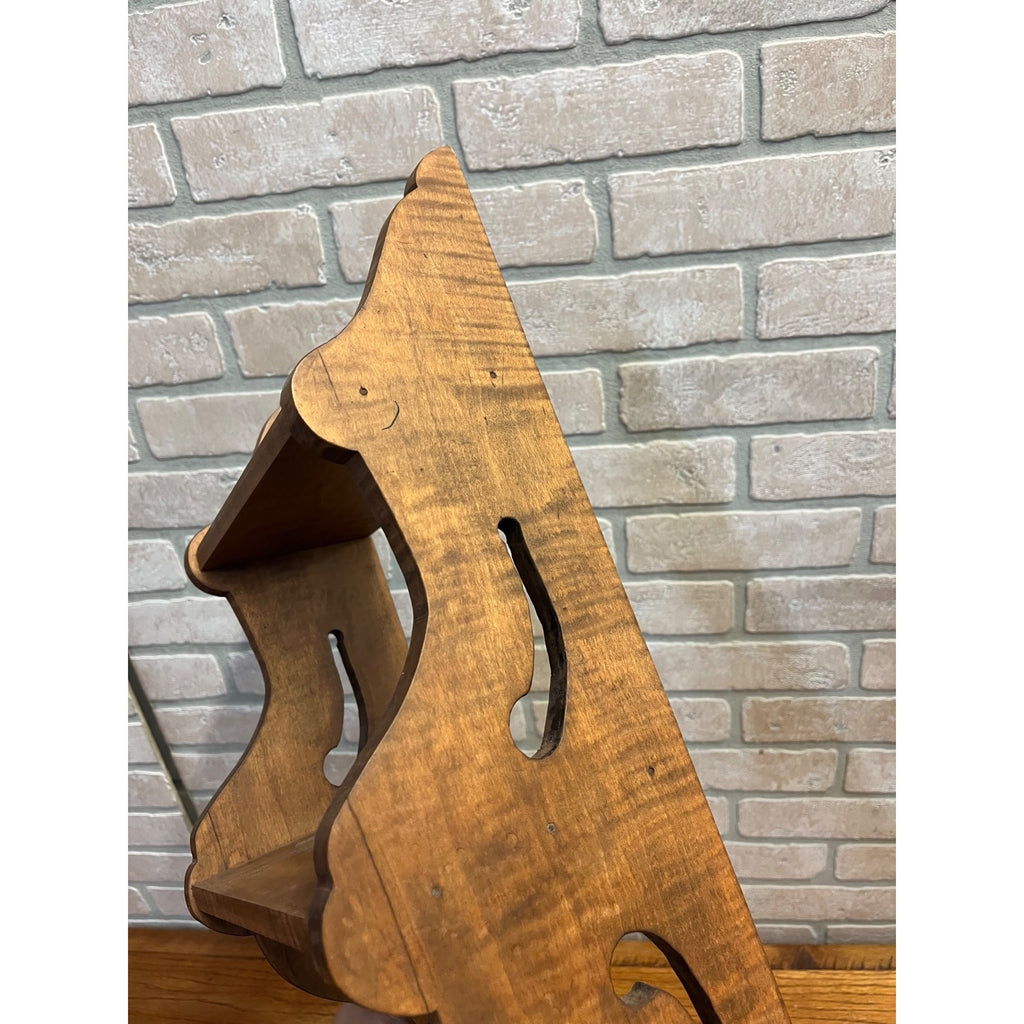 Vintage Tiger Maple Colonial Revival Wall Shelf Primitive Style Display Early American