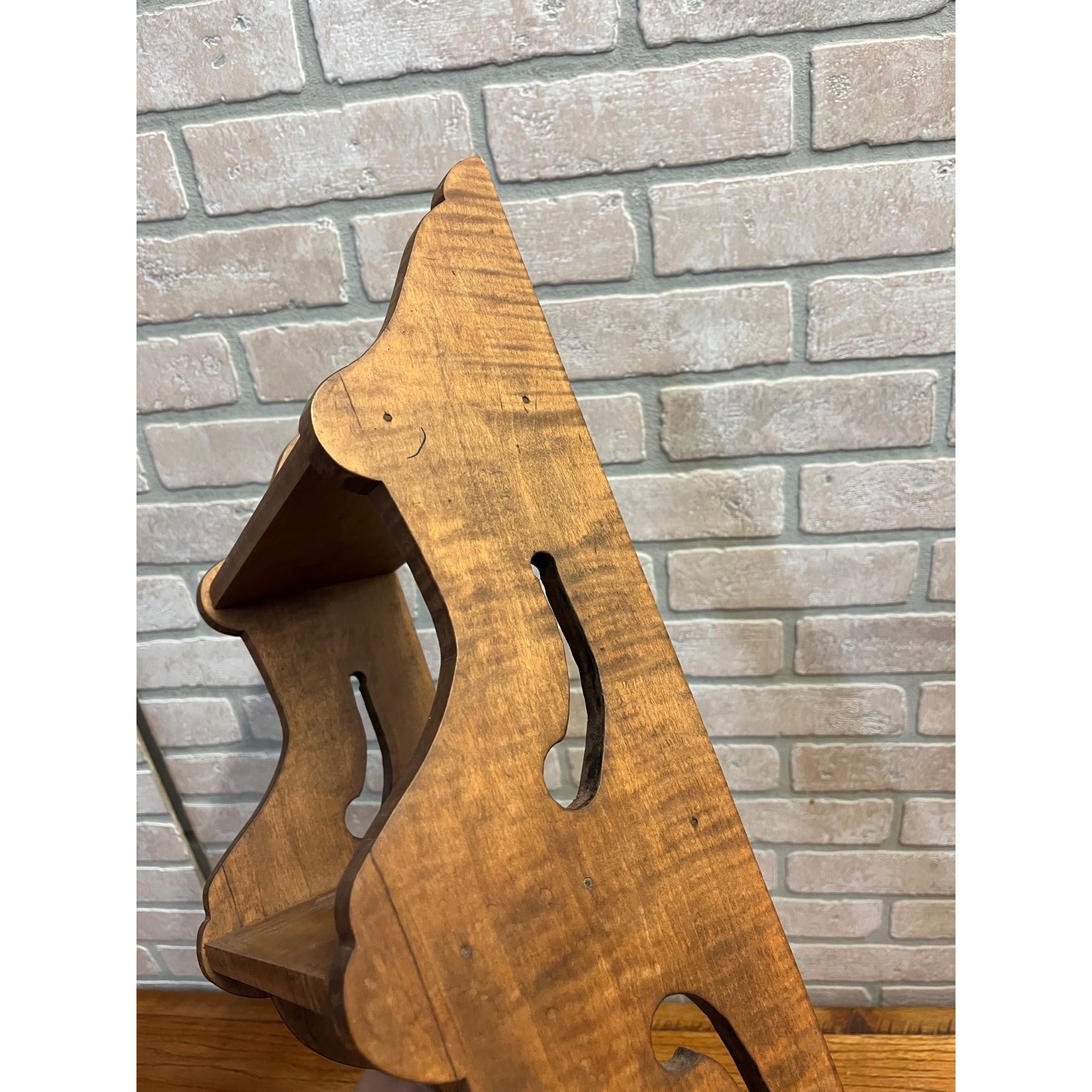 Vintage Tiger Maple Colonial Revival Wall Shelf Primitive Style Display Early American
