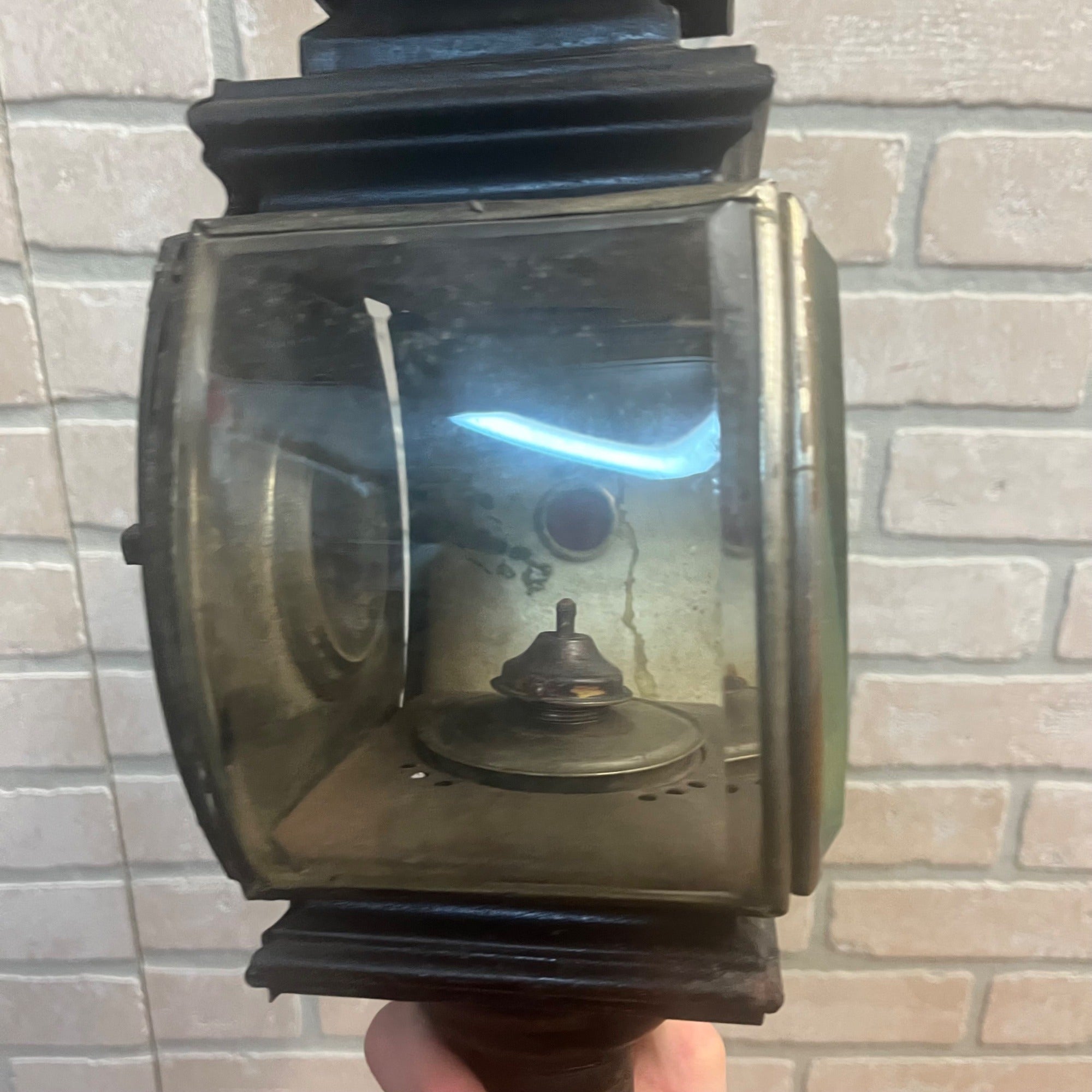 Antique 1800s Carriage Buggy Coach Auto Driving Lamp Beveled Glass Complete