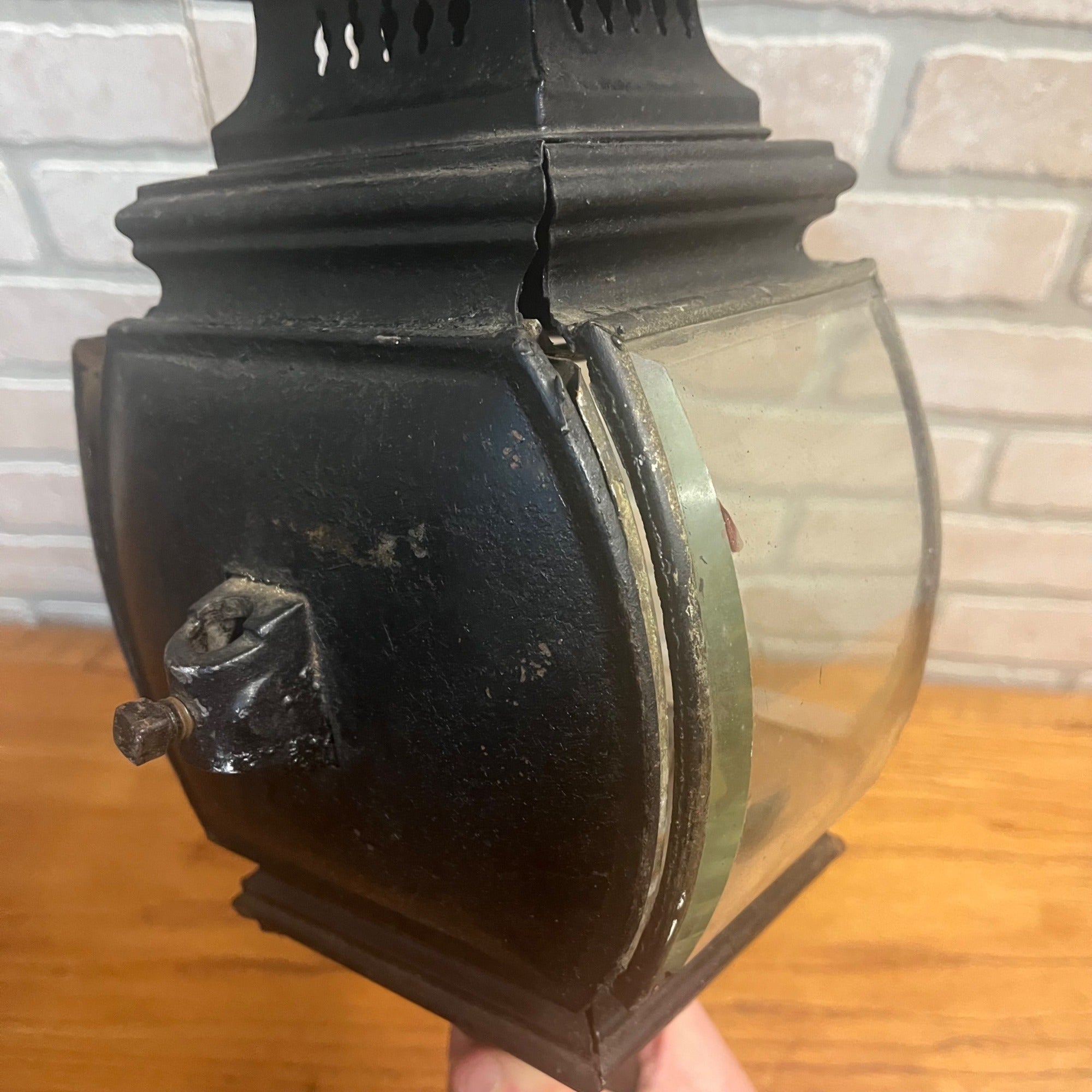 Antique 1800s Carriage Buggy Coach Auto Driving Lamp Beveled Glass Complete