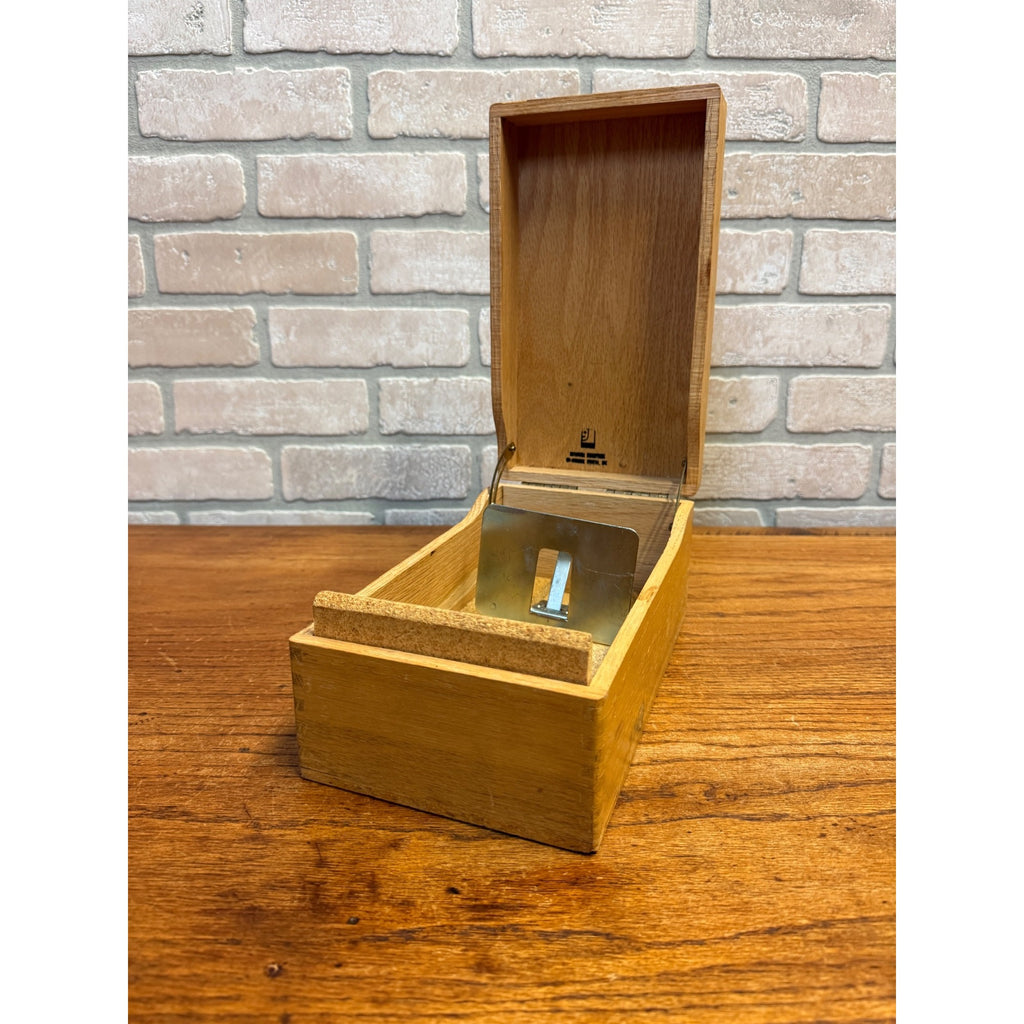 Vintage Oak Recipe Card Catalog Holder Box Kitchen Blonde Oak Wooden