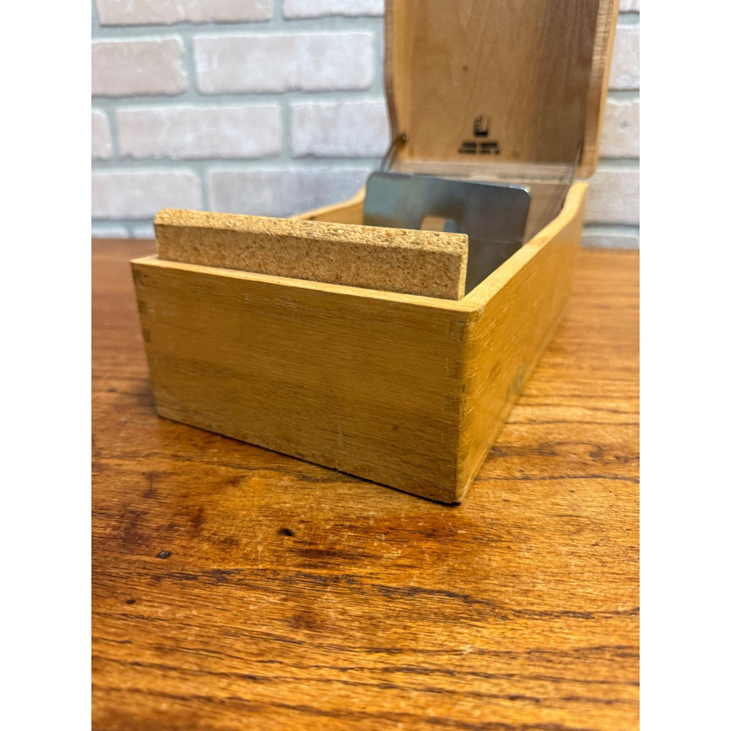 Vintage Oak Recipe Card Catalog Holder Box Kitchen Blonde Oak Wooden