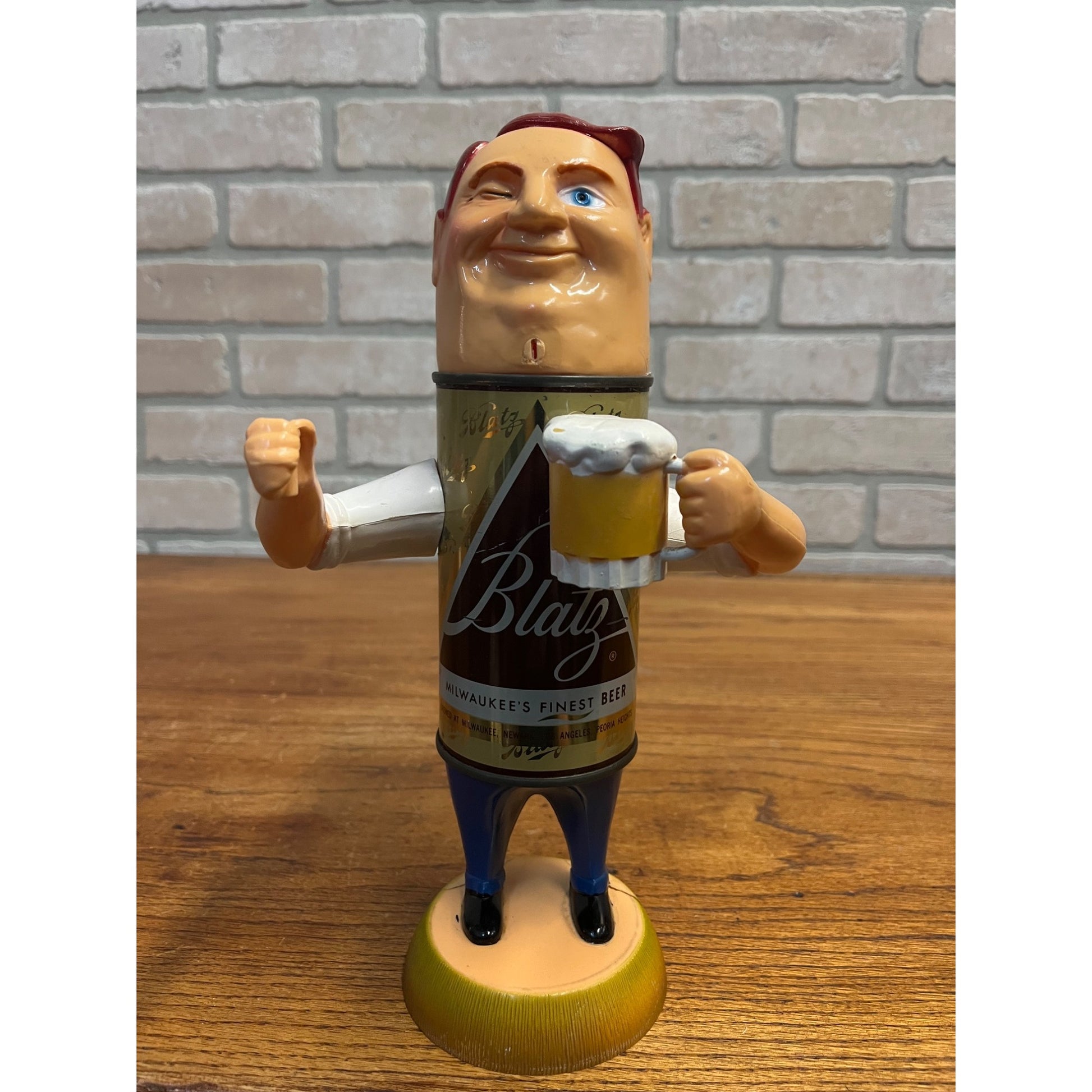Vintage Blatz Beer Can Man Figure w/ Tie  - No Flag