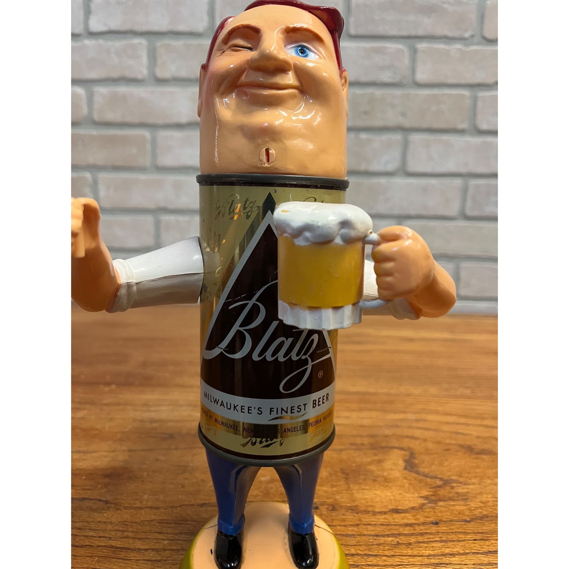 Vintage Blatz Beer Can Man Figure w/ Tie  - No Flag
