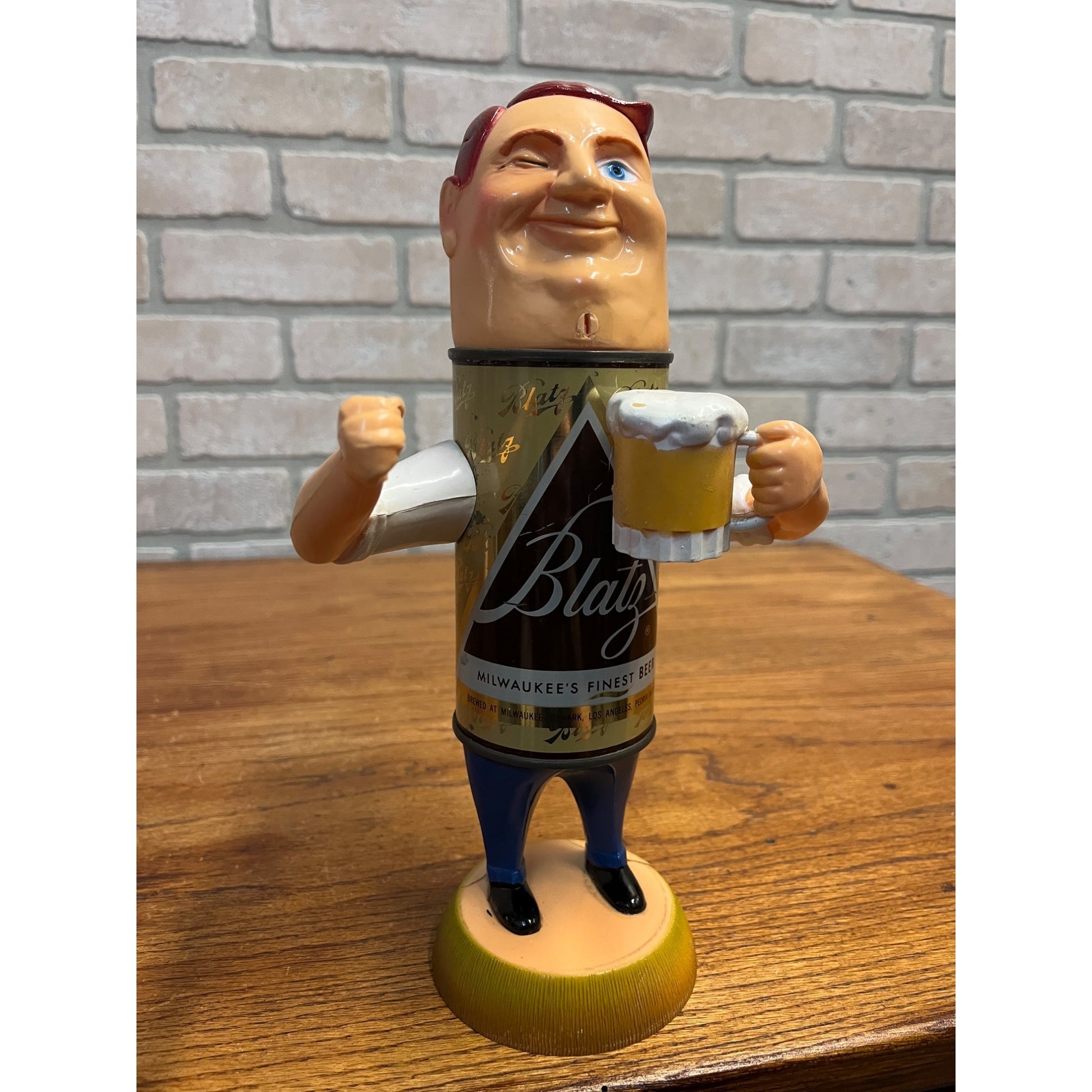 Vintage Blatz Beer Can Man Figure w/ Tie  - No Flag